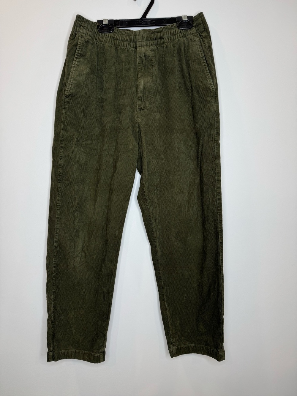 Uniqlo pullon Olive Green Casual Corduroy velour Pants 7/8 sz small